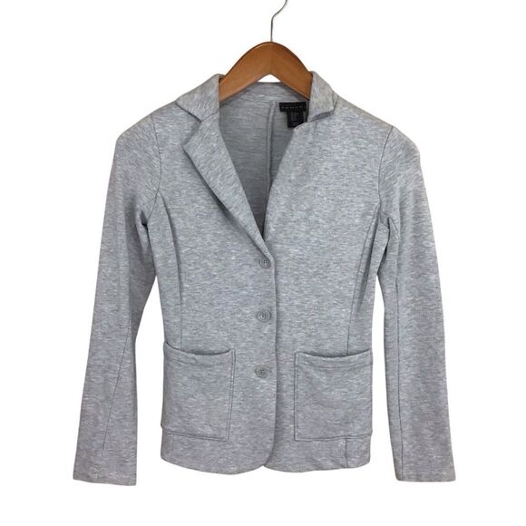 Tahari Light Gray Women's Fitted Soft Blazer Cardigan XS - Picture 2 of 12
